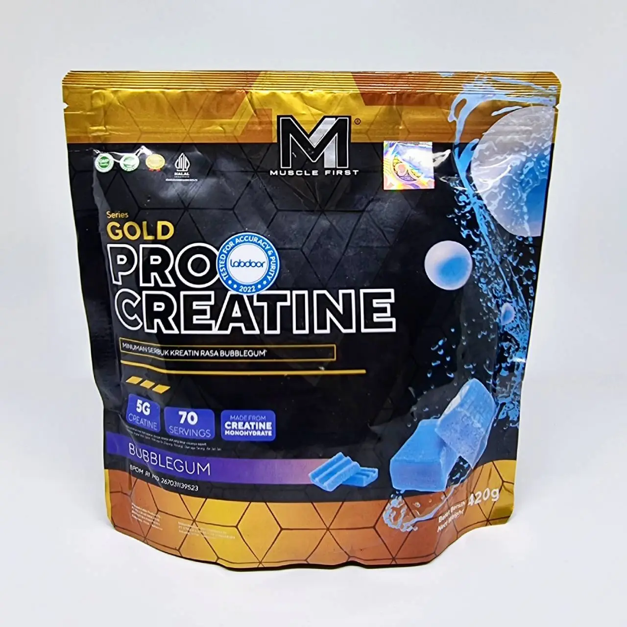 Pro Creatine M1 420 grams Muscle First KEMASAN POUCH Monohydrate Bubuk Powder MuscleFirst 70 servings serving serv ON Optimum Nutrition Crevolene Evolene Provus Matrix Ultimate Nutrition Platinum 300 360 420 1000 gr gram