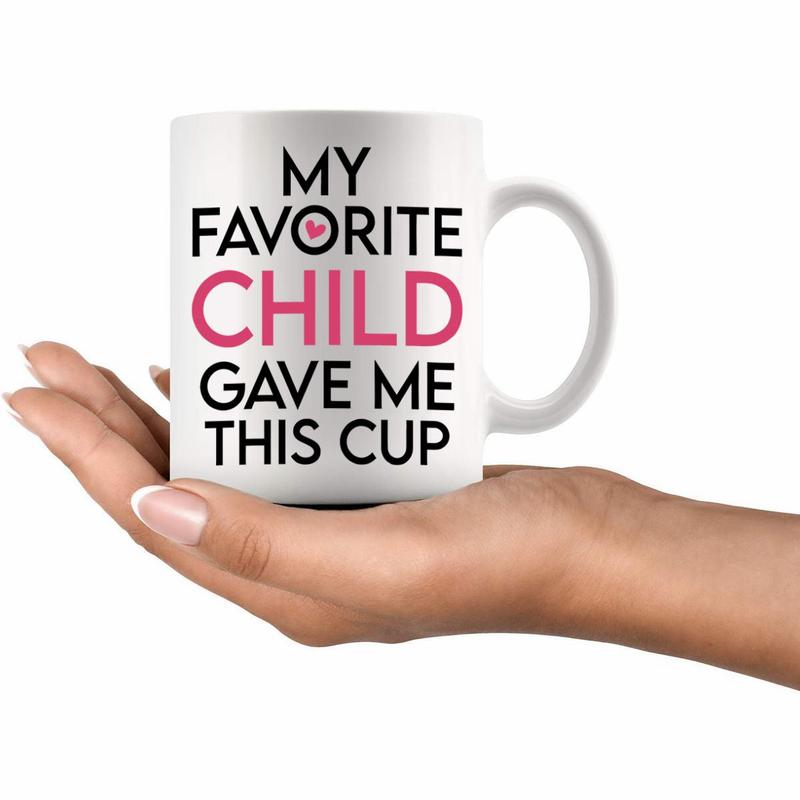 11oz Ceramic Coffee Mug (1 Count), My Favorite Child/Grandchild Gave Me This Cup Slogan Graphic Creative Handheld Coffee Cup, Birthday Gift for Mom 3
