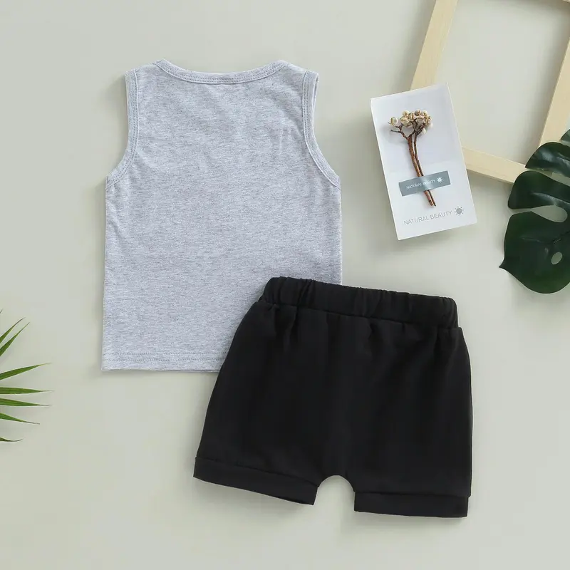 BOBOHO - Setelan Anak Kaos Kutung Tanpa Lengan Lokal / Setelan Anak Laki-Laki Tanpa Lengan Fashion 3