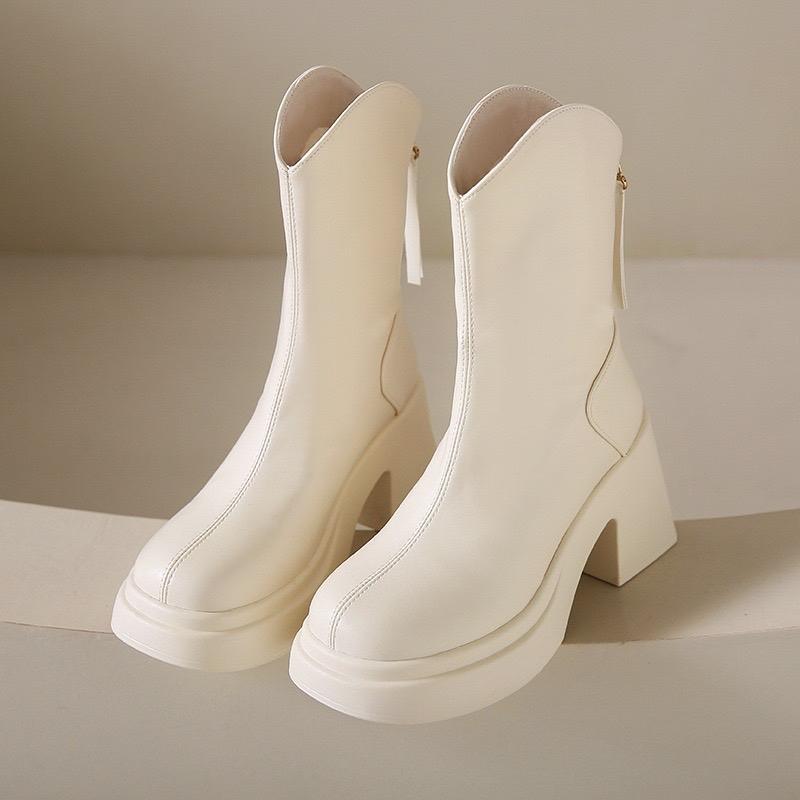 Giày nữ giày bốt nữ đế cao cổ V xinh xắn phong cách trẻ trung bốt nữ Boot Shoes Women