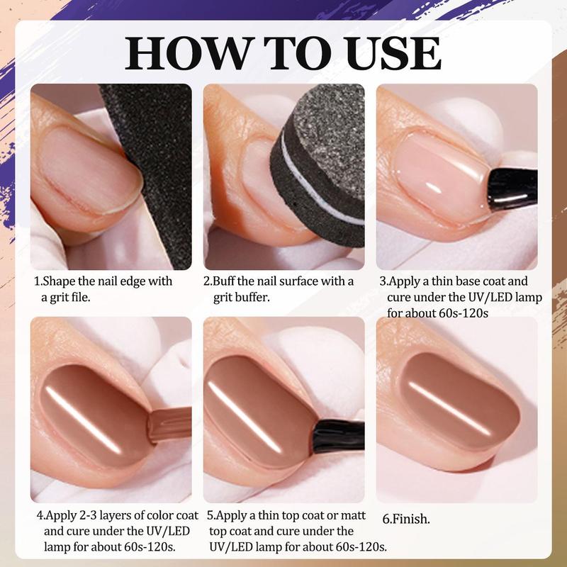 42 Colors Gel Nail Polish Set, 46pcs/set Gel Nail Polish Art with Base Coat, Top Coat, Matte & Glitter Top Coat, Soak Off UV/LED Manicure Gift Set, Polygel Nail Set 6