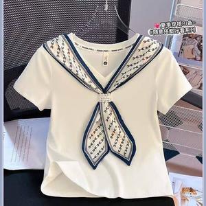 Plus Size High-End Short Sleeve T-Shirt for Women Summer 2025 Loose Design Versatile Regular Shoulder Top