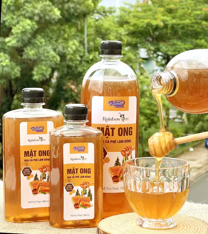 [ MUA 2 TẶNG 1 ] COMBO 2 Chai Mật Ong Hoa Cà Phê Lâm Đồng Rainbow Bee 500ml - Tặng Chai 330ml 1