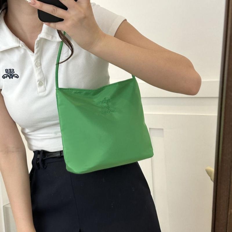 sheofhe Tối giản Oxford Túi tote Chữ thêu Công suất cao Túi đeo nách Đeo Chéo Màu trơn Túi đeo vai đơn Nữ