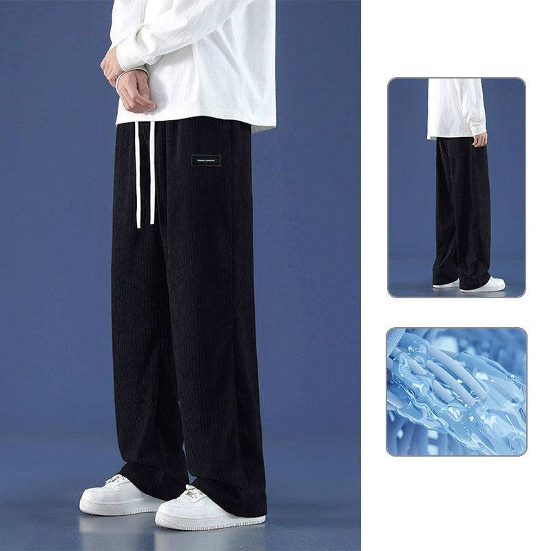 Plain Men Pants Loose Fit Men Long Pants Breathable Men Trousers with Elastic Waistline 1