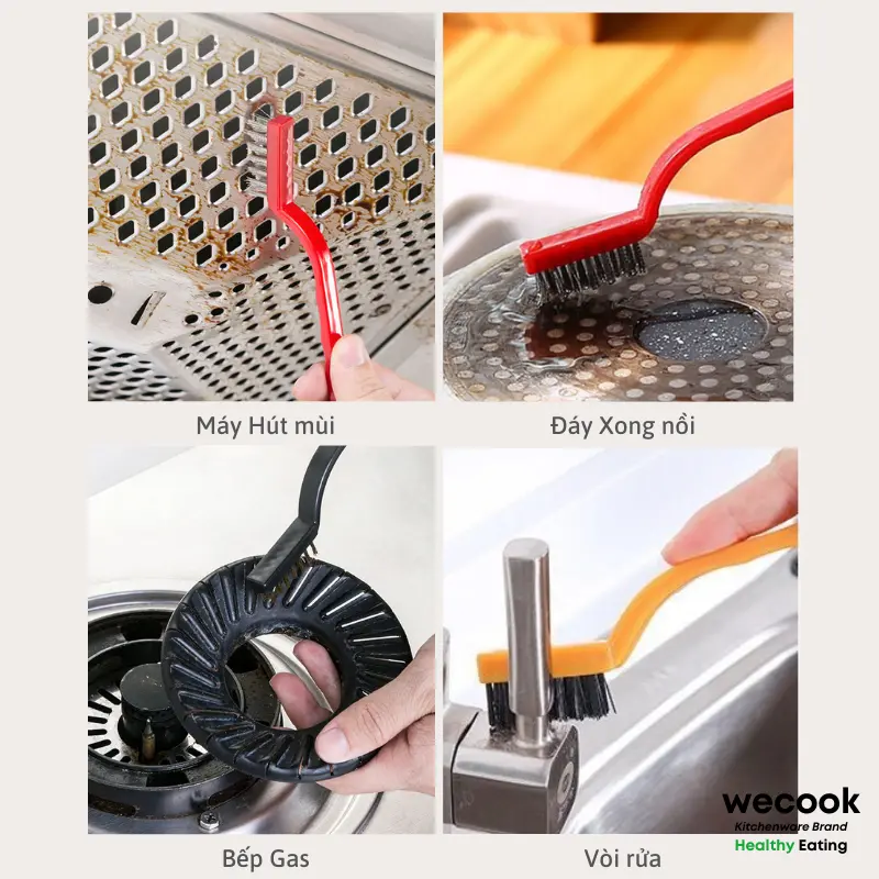 Set 3 bàn chải sắt đánh rỉ sợi kim loại WECOOK - Chổi cọ vệ sinh đầu nhỏ chuyên dụng cho nhà bếp (CSNC19) Làm Sạch 6