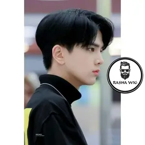 Wig Pendek Pria Korea Belah Tengah/Wig Pria Rambut Palsu Korea