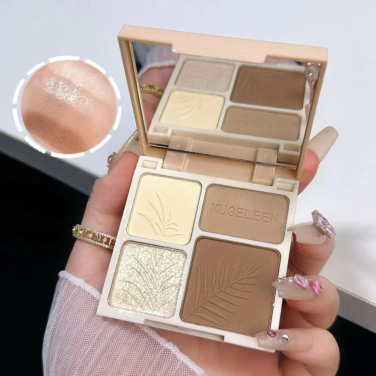 Four-Color Highlight Contouring Palette, Natural Temperament Matte Brightening Shadow Nose Shadow Makeup Contouring Palette Bronzer Cosmetic