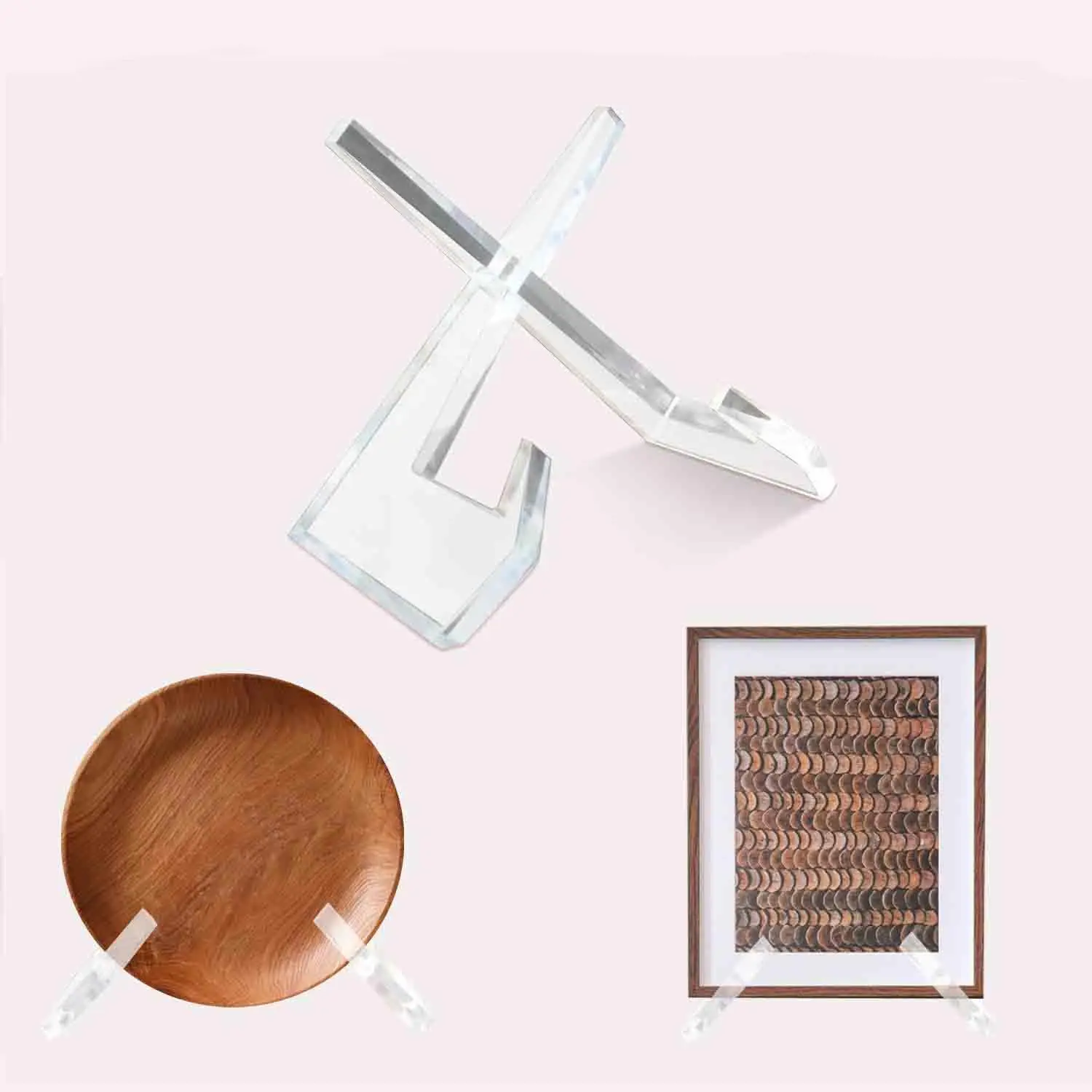 Acrylic Display Stand, 2 Counts/set Multifunctional Display Stands for Plate, Photo, Record, Book, Home Organizer