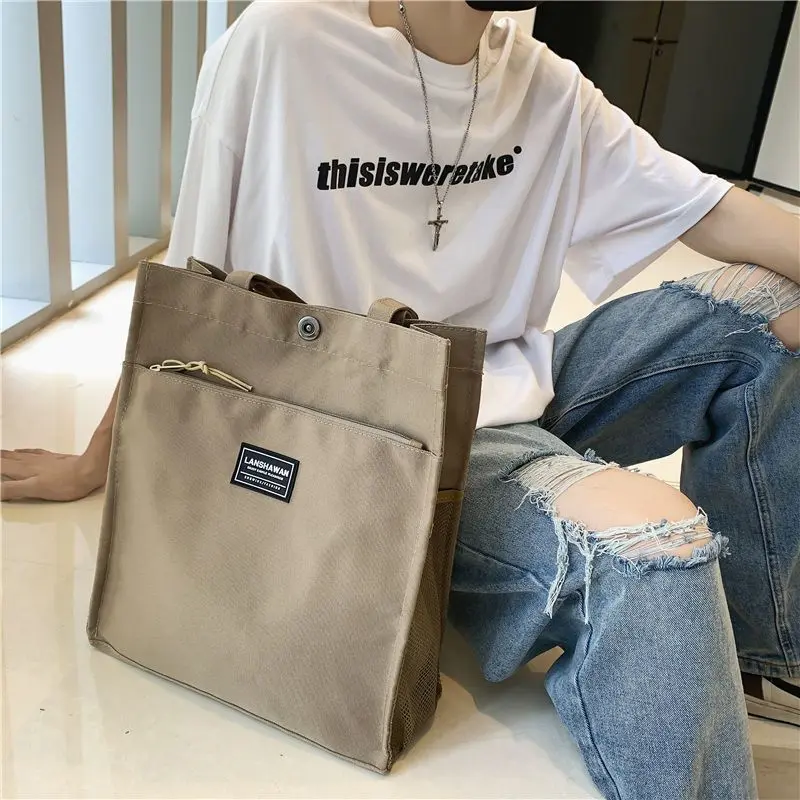 Túi Tote Vải Bố, Thiết Kế Đơn Giản, Dành Cho Nam, Thích Hợp Cho Học Sinh, Đi Lại Và Đựng Tài Liệu