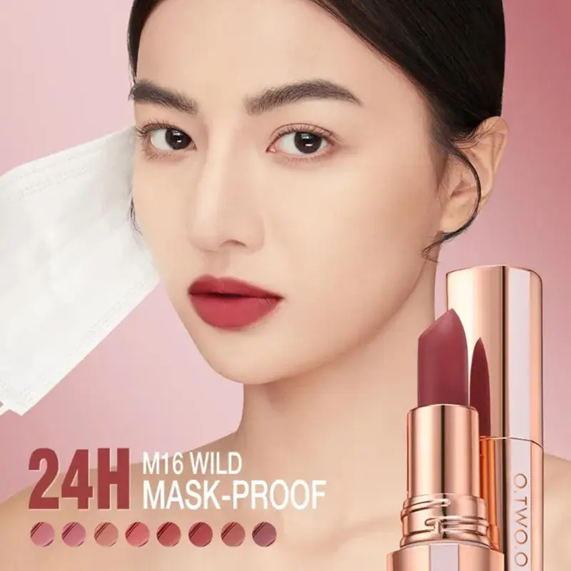 【TERSEDIA&COD】O.TWO.O Lipstik Nude Lembut Lip Balm Lipstik 8 Warna Tahan Air Tahan Lama 2