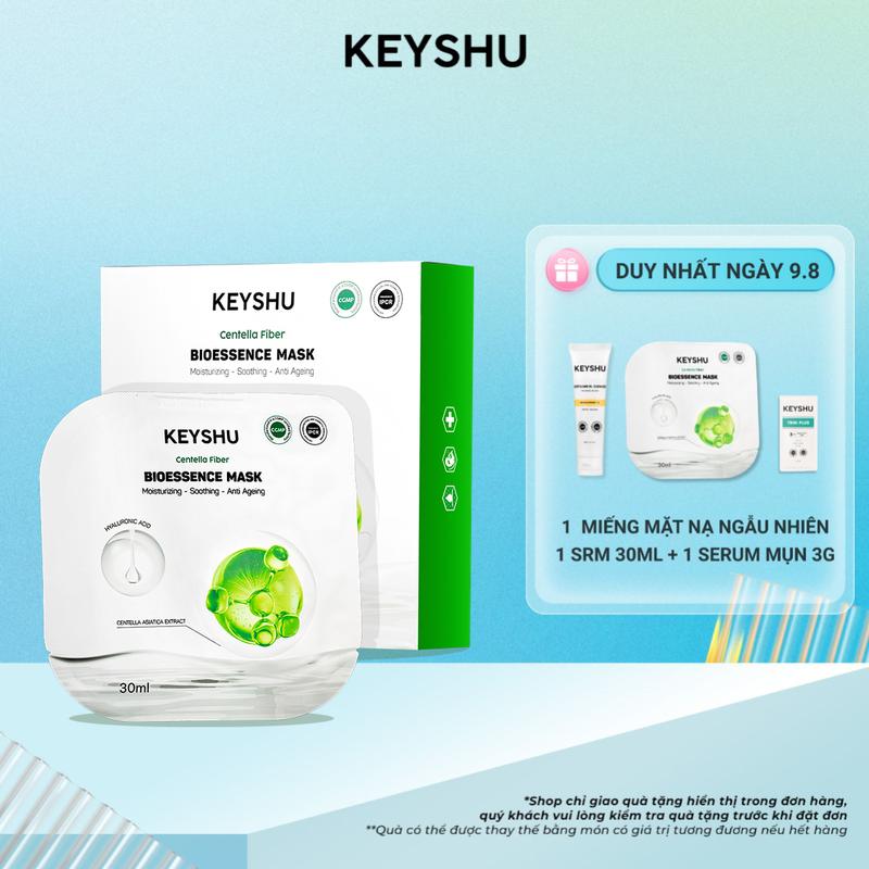Hộp Mặt Nạ Sợi Xơ Rau Má Centella Fiber KEYSHU 10 Miếng 30ML Dưỡng Ẩm, Làm Mềm Da, Hỗ Trợ Ngăn Ngừa Lão Hóa