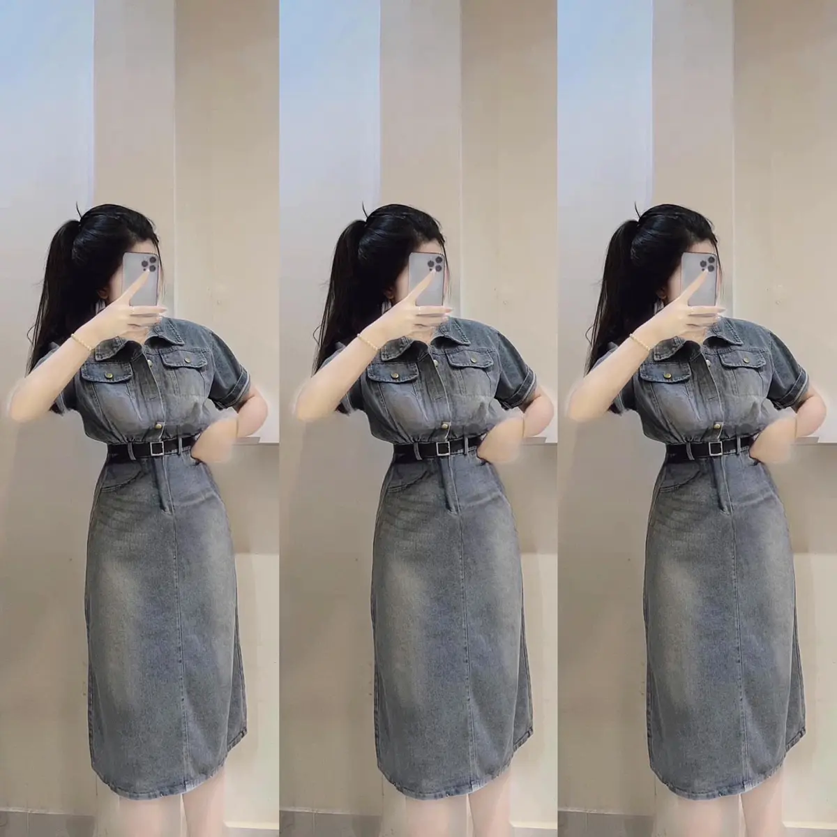 Váy jean kèm đai siêu đẹp , đủ size sml