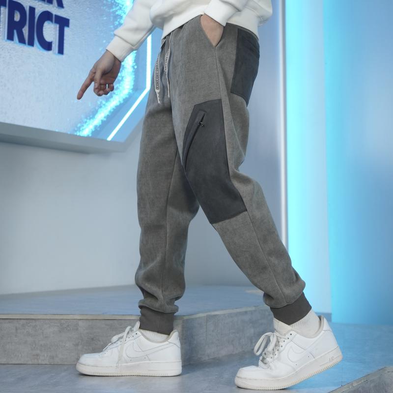 [ĐÔNG] Quần Jogger  nỉ vân Tăm Túi Hộp Da Lộn khóa Lót Nhung quảng châu cao cấp Pants Menswear Sport Tập Yoga