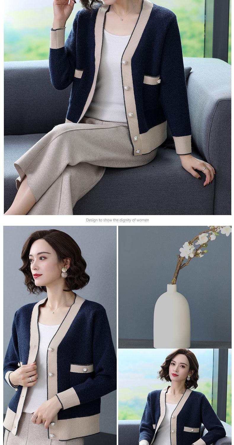 Product Introduction of Áo Khoác Len, Áo Ngắn, Phong Cách Phương Tây Trung Niên Cho Mẹ, Áo Len Dài Tay, Áo Cardigan Nữ, Áo Khoác Nhỏ, Mùa Xuân Và Mùa Thu, Năm 2024 7