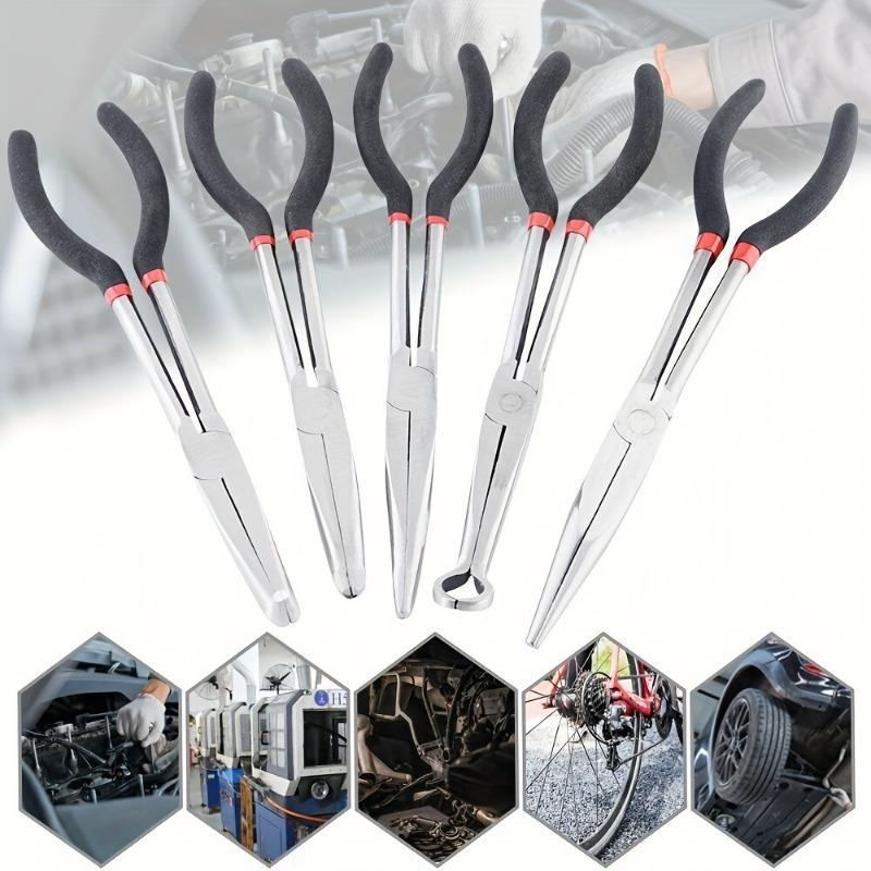 Long Nose Pliers Set, Industrial Use Extended Long Nose Pliers, Curved Nose Long Nose Pliers, Rugged and Durable Pliers Set 4