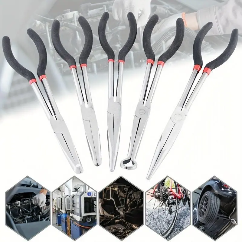 Long Nose Pliers Set, Industrial Use Extended Long Nose Pliers, Curved Nose Long Nose Pliers, Rugged and Durable Pliers Set 4