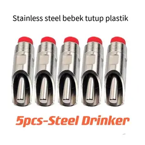 isi 5PCS Nipple Drinker Babi / Kambing / Sapi Kecil Tempat Minum Dot Bahan Stainless Steel Alat Minum Hewan