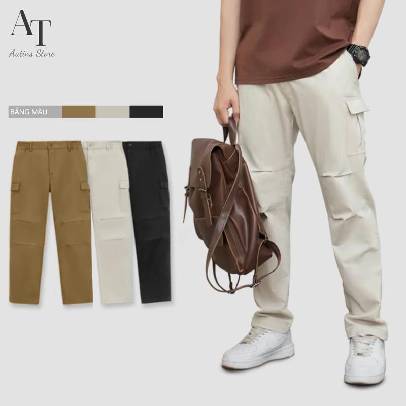 Quần Cargo Pants Túi Hộp Chất Vải Kaki 2 Da Mỏng Thoáng Mát Form Ống Suông Dễ Phối Đồ Menswear