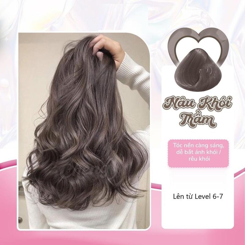 Thuốc nhuộm tóc màu nâu khói trầm, nâu lạnh ánh khói - Tẩy tóc, lên từ nền nâu sáng