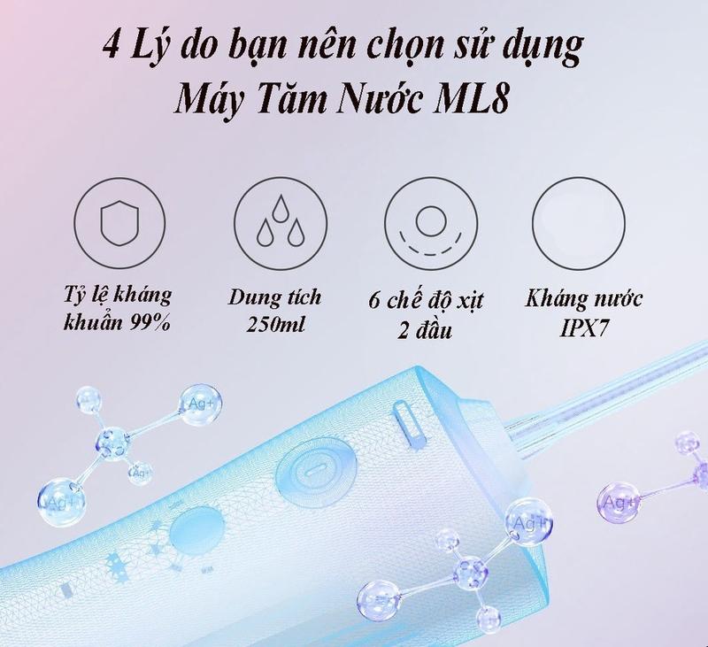 Máy Tăm Nước Cầm Tay Mini Enpuly M6Plus Nâng Cấp  Vệ Sinh Răng Miệng, Làm Sạch Sâu, Loại Bỏ Các Mảng Bám Kẽ Răng Nữ 4