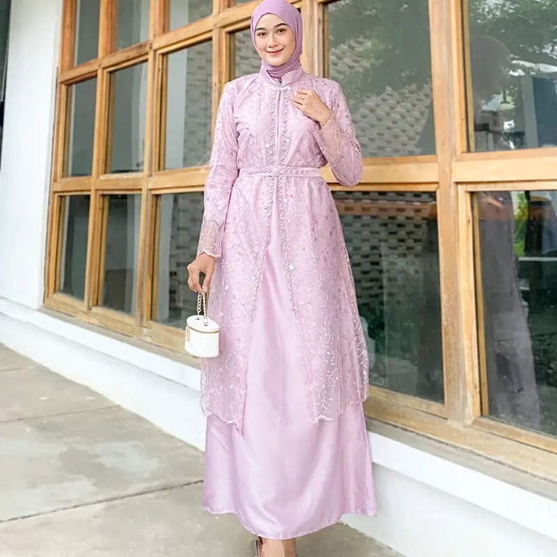 Julissa Dress Free Outer Brokat Tille Mutiara Rompi Kondangan Gamis Pesta Polos 5