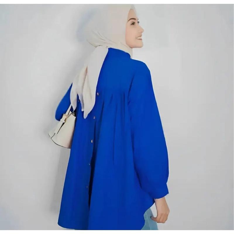 Kemeja Rika Kancing Belakang Linen Rami Original Baju Panjang Top Variasi Wanita Atasan Oversize Basic Outer 3
