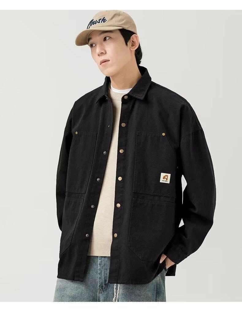 Product Introduction of Men's washed vintage long sleeve work shirt Artistic style cotton large size shirt jacket 12