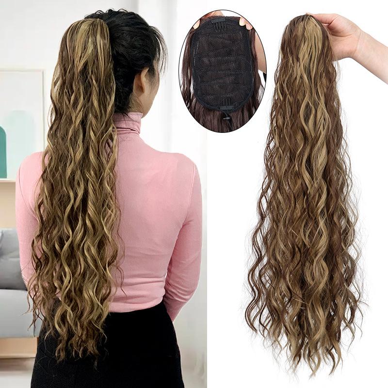 28 Inch Long Wave Claw Clip on Ponytail Hair Extension, Heat Resistant Fake Pony Tail Hair Piece for Women, Synthetic Hair Extensions for Daily Party boho  braids  human  hair blonde blonde synthetic extensions & pieces 1