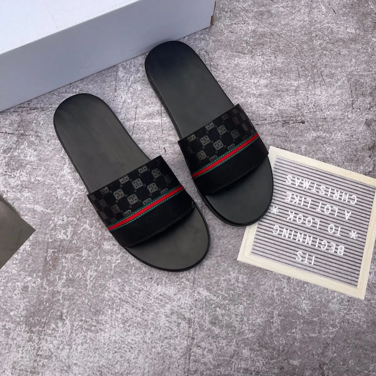 Dép Nam Quai Ngang Gờ Cê hót hít đen 2 lớp ( đế logo) Slipper DéP