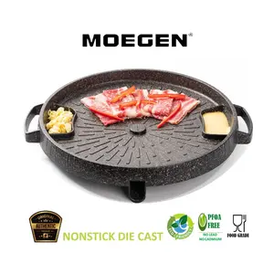MOEGEN Germany Bulgogi Pan (All New) 32 cm Tanpa Tutup Kaca Panggangan BBQ Alat Marble Peralatan Food Kitchenware