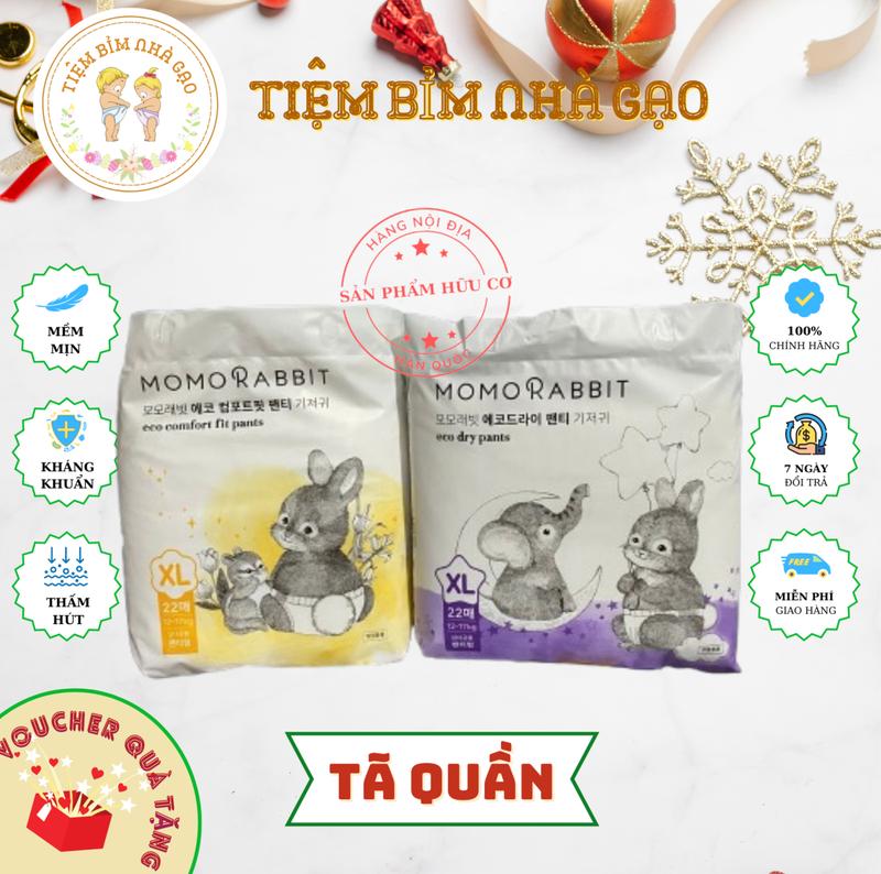 Tã Quần MOMO RABBIT BẢN ĐÊM - Tiệm Bỉm Nhà Gạo - Hàng Nội Địa Hàn Quốc, Với Thiết Kế Cải Tiến Ưu Việt, Tốc Độ Thấm Hút Gấp 2 Lần, Khả Năng Thấm Hút Tới 2kg(1,3l chất lỏng) size từ 9kg Voi Kem Cho Bé tả