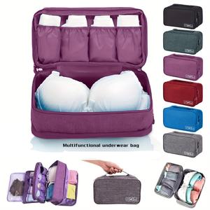 Large Capacity Storage Bag, 1 Count Waterproof Underwear Storage Bag with Compartments, Portable Travel Bra Organizer for Indoor & Outdoor
