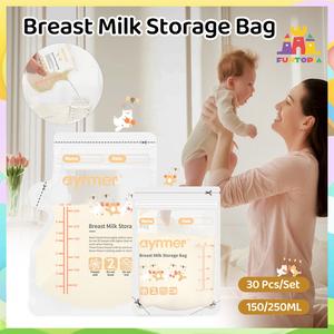 Funtopia Breastmilk Storage Bags 30PCS Doubled-Sealed Refrigeration and Freezing Easy Pour Spout BPA Free 5oz/8oz Breast Milk Storage Bags For Feeding