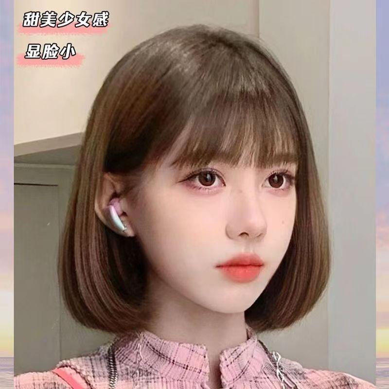Tóc Giả Cho Nữ, Tóc Giả Đầu Gợn Sóng Nhẹ, Tóc Giả Toàn Bộ Đầu, Tóc Giả Bobo, Tóc Thẳng Ngắn, Hàng Mới Về, Thời Trang, Dành Cho Nữ