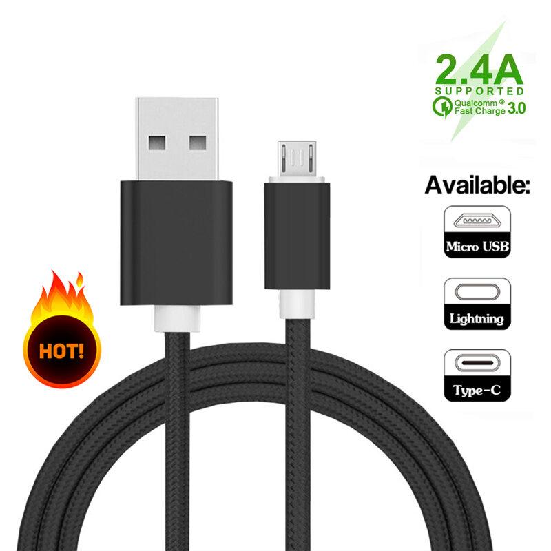 2.4A Fast Charging Nylon Braided Data Cord Fast Charge Data Cable Micro/Type C 1M/0.3M Nylon Braided USB Cable 0
