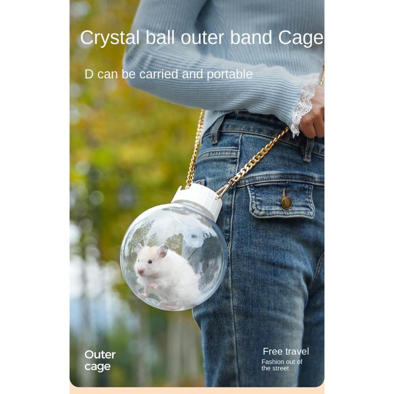 Product Introduction of thingin New Portable Hamster Transport Cage Ventilated Round Guinea Pig Carrier with Bag Strap Transparent Small Pet Carrier for Small Animal 20