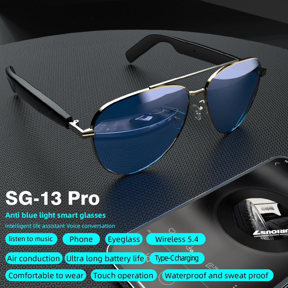 SG13 TWS Metal Frame Polarized Lenses Hands-Free Calls Bluetooth Wireless Audio Smart Sunglasses 80+80mAh - Image 5
