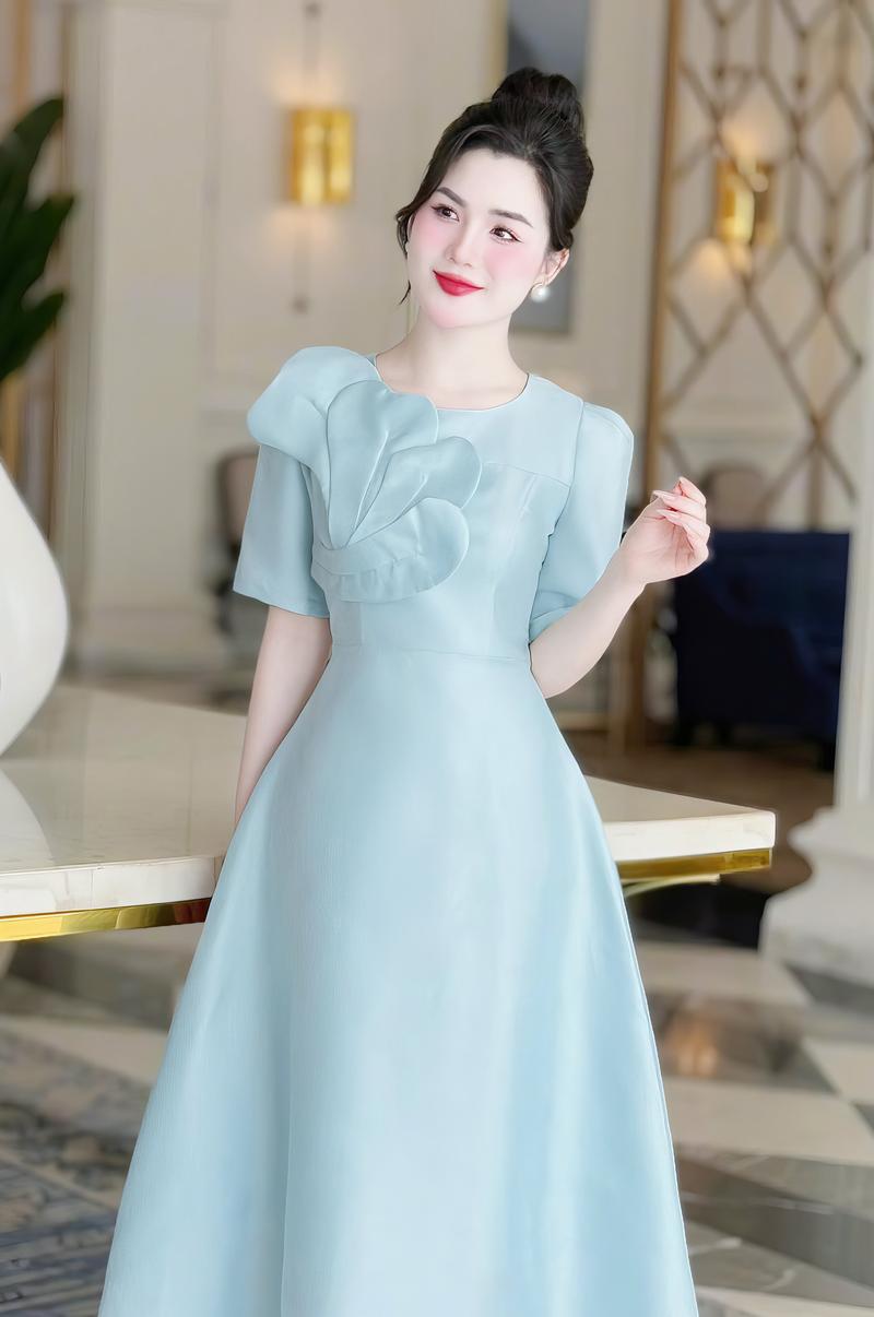 Product Introduction of [MIỄN SHIP] MDU3690 Váy Tafta Ánh Kim 2 Lớp - Gam Màu Xanh Tươi Trẻ Dành Cho Nữ Women Dress 2
