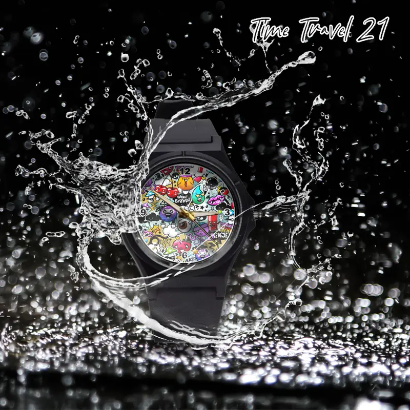 Jam Tangan Unisex Pria /wanita Distro Grafity Strap Ruber Street Art Polos DS04 0