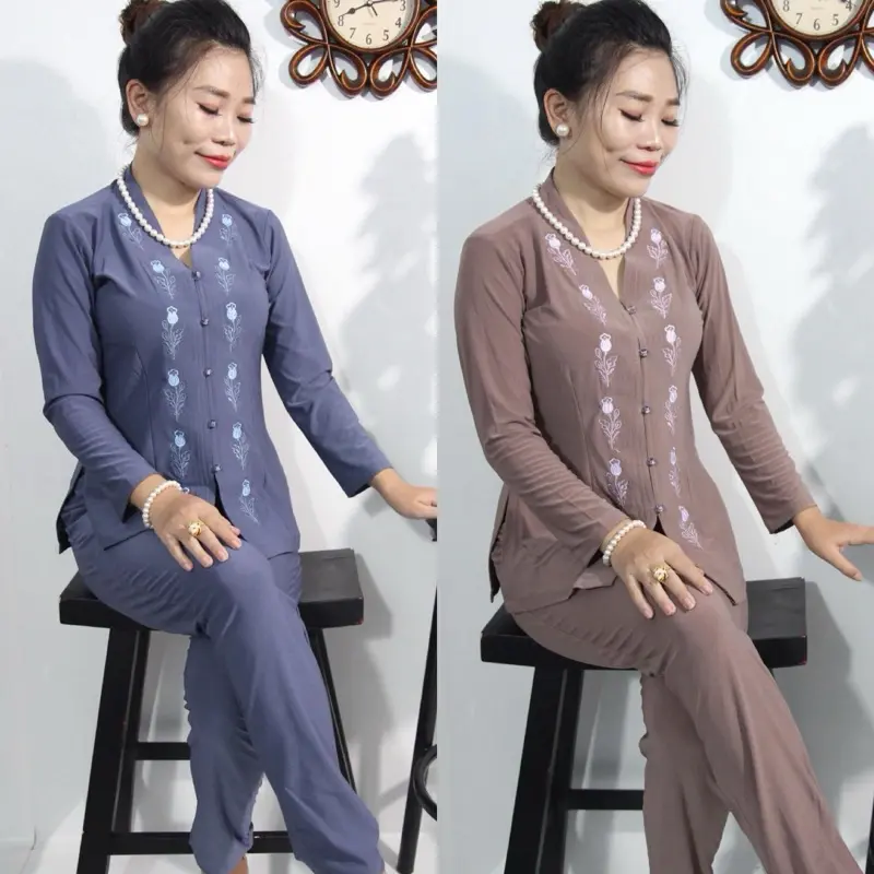Đồ Lam Đi Chùa# Thun Bà Lai# Đồ Bộ Nữ Nâu Áo Top Women