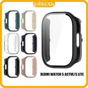 PC Case for Redmi Watch 5 Active, Anti Gores 9H Hard Tempered Glass Film Screen Protector Shell Cover Bumper for Jam Tangan Smartwatch Xiaomi Mi Watch 5 Lite
