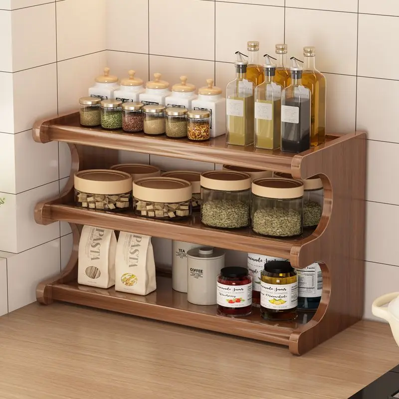 Rak Dapur, Pelbagai Lapisan, Perasa, Desktop, Pelbagai Fungsi, untuk Minyak, Garam, Sos, Cuka, Penyusun Penyimpanan Atas Meja