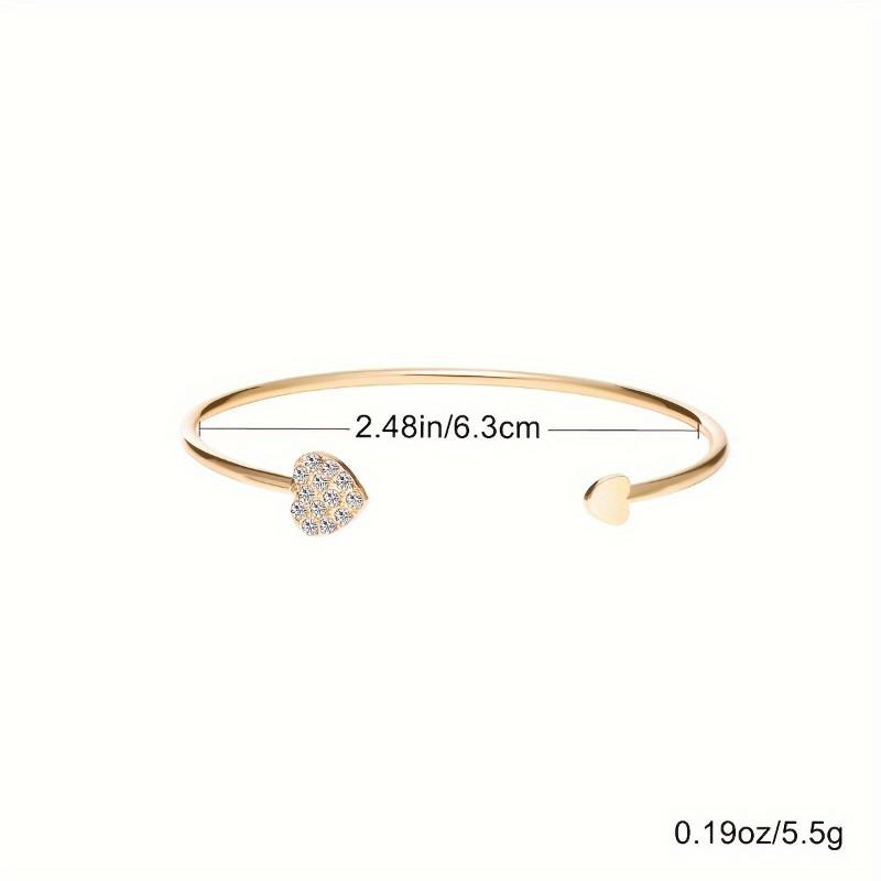 [Summer Sale] [For Daily Party Wear Cuff Bangle] Elegant Rhinestone Heart Cuff Bangle Glamorous Accessory For Daily Party Wear 5