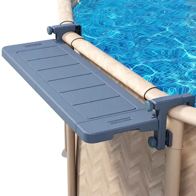 Adjustable Poolside Drink Shelf Wood Pool Bar Table For Above Ground ...