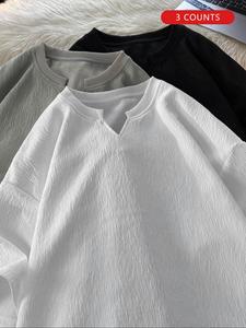 Men's Solid Color Short Sleeve Tee, Regular Fit Casual Fashion T-shirt for Summer, Men's Top for Daily Wear