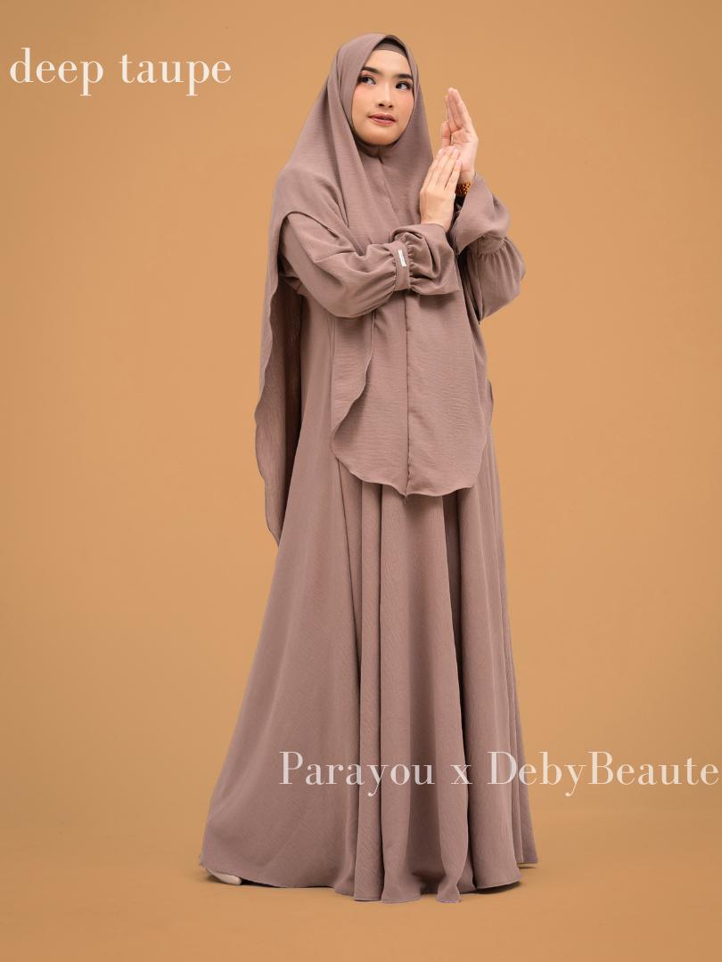 Debybeaute x Almira Series Collection Gamis Set Hijab Syari Terbaru Super Mewah Variasi Cantik Model terbaru Simple Elegan mecca series Syari Polos