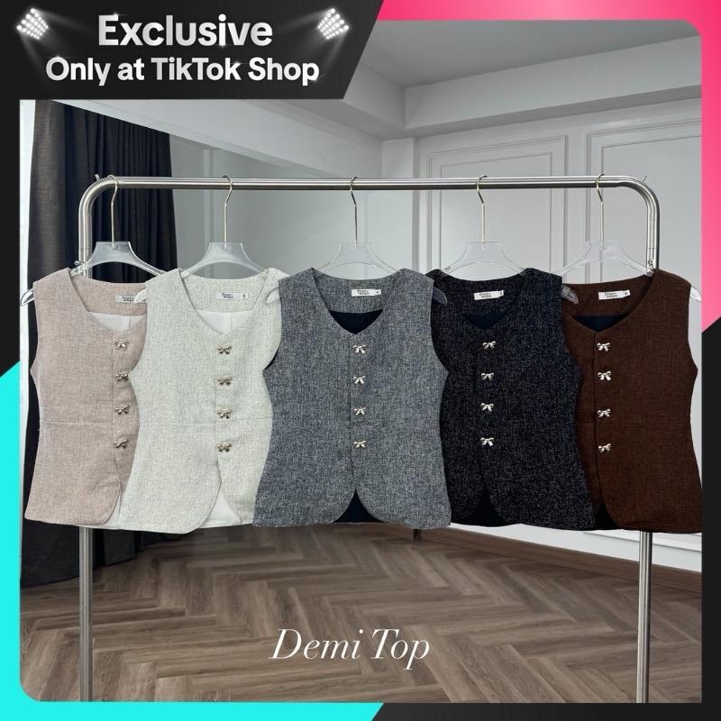 เสื้อรุ่น Demii Top เสื้อกั๊ก Vest ออกงาน ทรงสวย กระดุมโบว์
