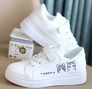 Sepatu Sneakers Anak Perempuan Premium Motif Meow 3 Warna Lucu | Sepatu Sekolah Anak Premium | Sepatu Anak Terbaru 2023 Fashion
