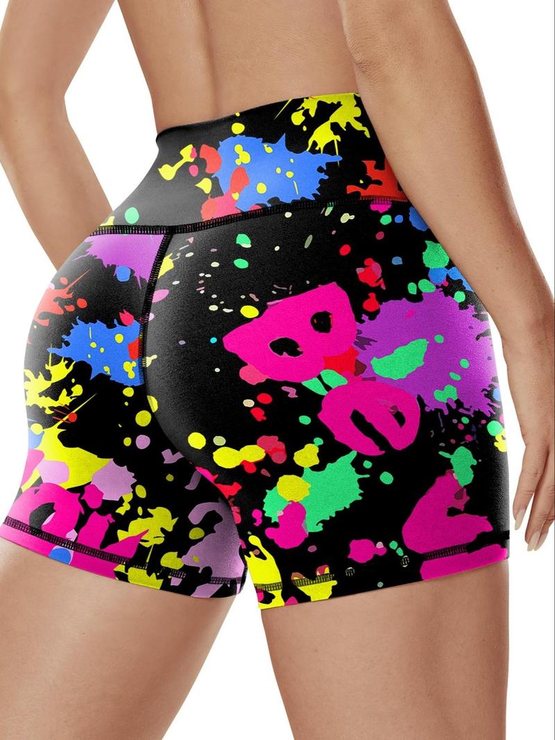 Product Introduction of Women's All Over Print Shorts, Casual Comfy Breathable Skinny Shorts for Yoga Gym Workout Running, Ladies Bottoms for All Seasons 2